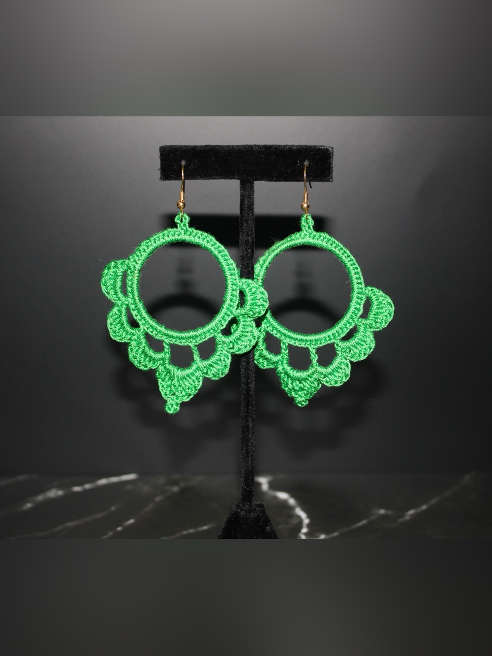 Handmade Crochet Green Earrings